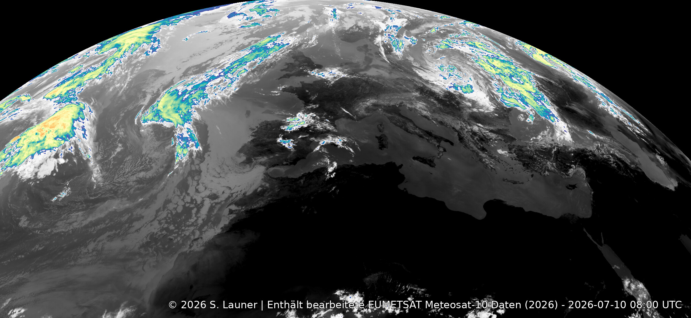 Latest Meteosat-10 Europe Colorized IR Clouds satellite image