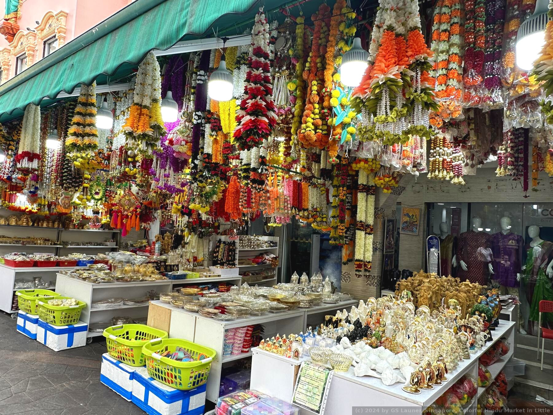 Colorful Hindu Market in Little in Singapore, Singapore