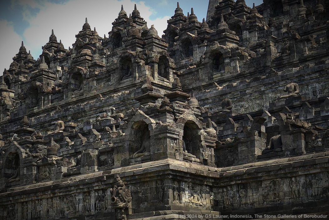 The Stone Galleries of Borobudur in Borobudur, Indonesia