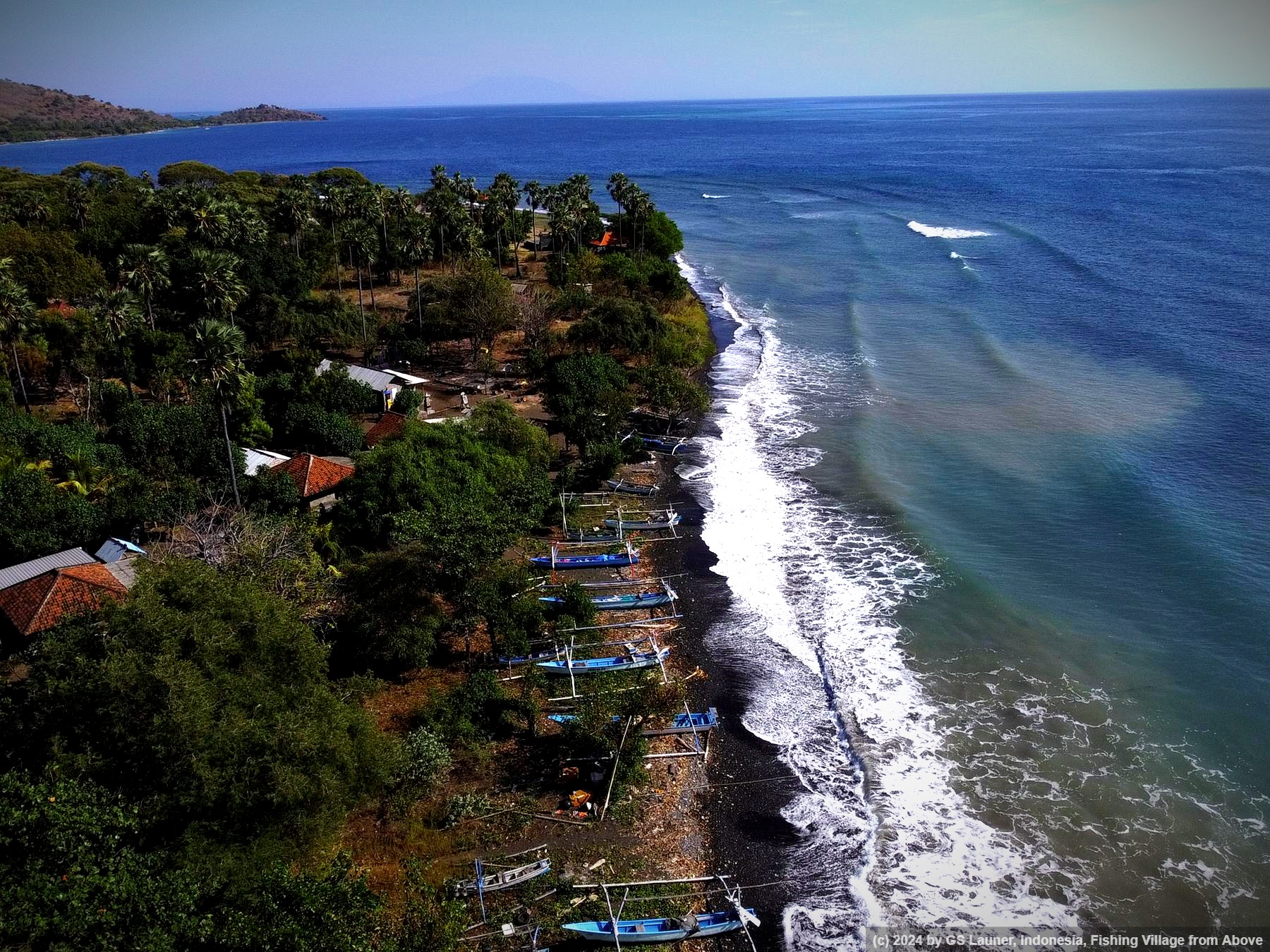 Fishing Village from Above in West Bali, Indonesia