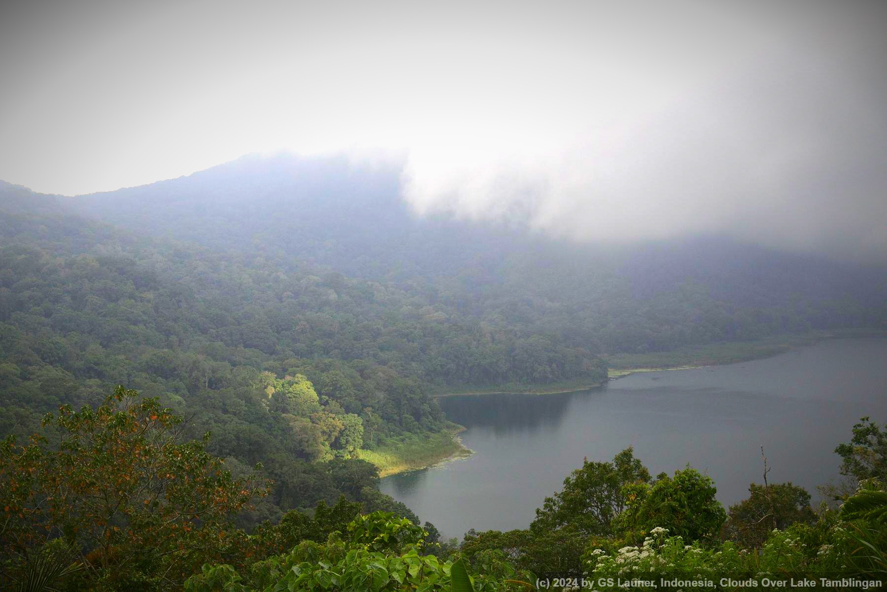 Clouds Over Lake Tamblingan in Bali, Indonesia