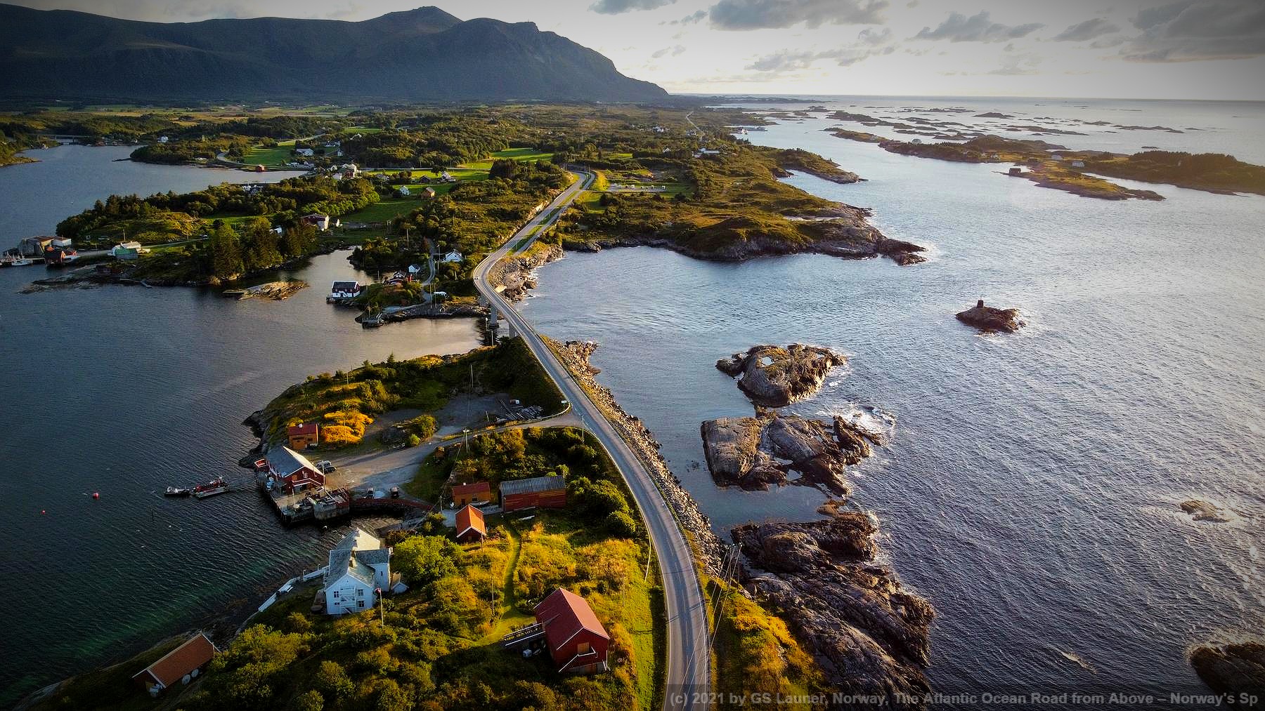 The Atlantic Ocean Road from Above – Norway's Sp in Atlantic Ocean Road (Atlanterhavsveien), Møre og Romsdal, Norway, Norway