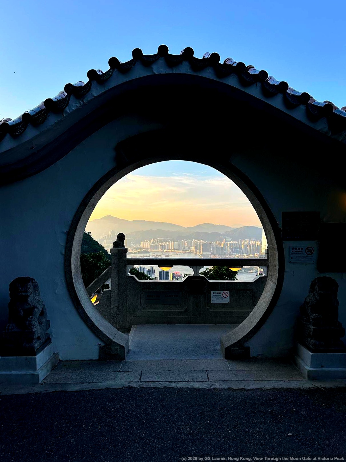 View Through the Moon Gate at Victoria Peak in The Peak (Victoria Peak), Hong Kong, Hong Kong