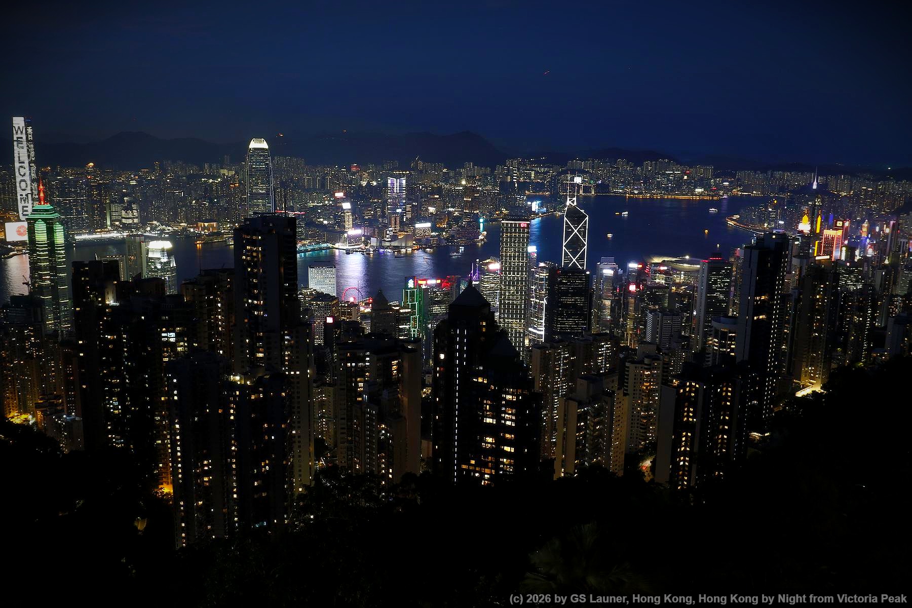 Hong Kong by Night from Victoria Peak in The Peak (Victoria Peak), Hong Kong, Hong Kong