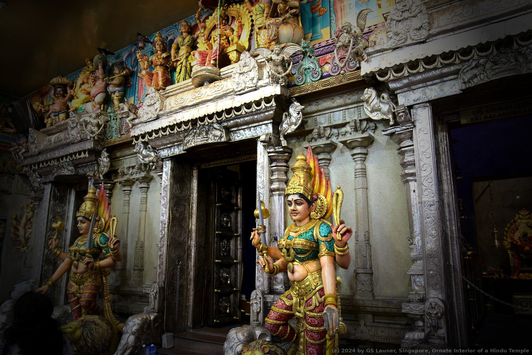 Ornate Interior of a Hindu Temple in Singapore, Singapore
