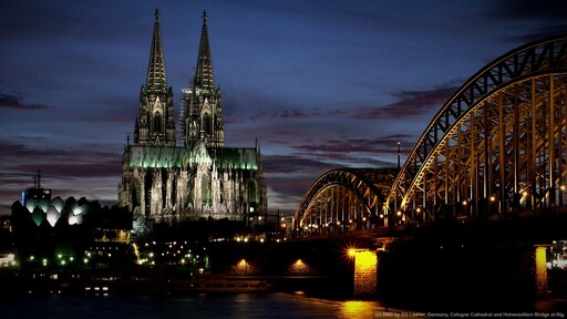 Cologne Cathedral and Hohenzollern Bridge at Nig
